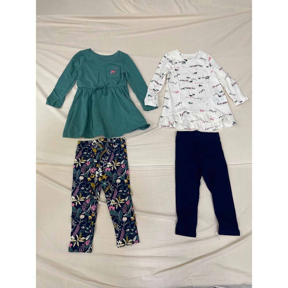 Amazon Essentials Girls 2T 4-Piece Outfit Set Long Sleeve Tops and Leggings